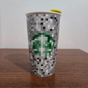 Starbucks Rodarte Ceramic Pixel Tumbler Travel Mug Cup 12oz 2012 Limited Edition